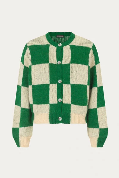 Stine Goya Ash Green Cream Melange Cardigan 3 Stine Goya Ash Green Cream Melange Cardigan