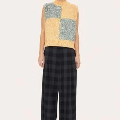 Stine Goya Annika Knit Vest Forest Check