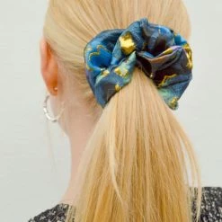 Stine Goya Blue Organza Jacquard Scrunchy