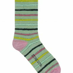 Stine Goya Green Caty Stripes Lurex Socks