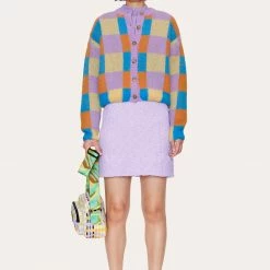 Stine Goya Multi Check Ash Knit Cardigan