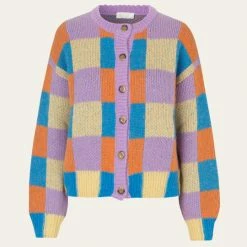 Stine Goya Multi Check Ash Knit Cardigan