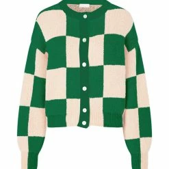 Stine Goya Ash Cardigan - Green Cream Melange